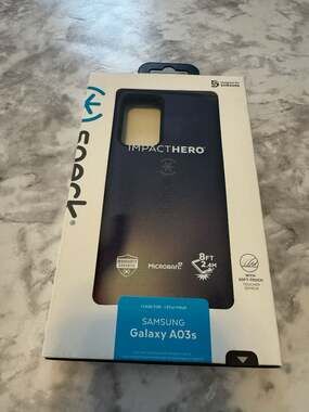 Speck ImpactHero Case for Samsung Galaxy A03s - Black/Blue 8ft Drop Protection